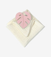 Anneau de dentition feuille rose et son lange
